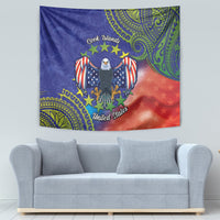 Personalised United States And Cook Islands Tapestry USA Eagle Mix Polynesian Pattern LT14 - Polynesian Pride