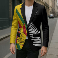 Custom New Zealand and Zimbabwe Blazer NZ Fern Zim Flag Half Style LT14 - Polynesian Pride