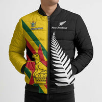 Custom New Zealand and Zimbabwe Bomber Puffer Jacket NZ Fern Zim Flag Half Style LT14 - Polynesian Pride