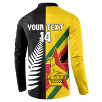 Custom New Zealand and Zimbabwe Button Sweatshirt NZ Fern Zim Flag Half Style LT14 - Polynesian Pride
