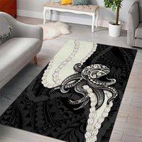 Black Polynesia Tribal Octopus Tattoo Area Rug Pikake Lei Polynesian Pattern