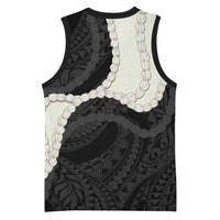 Black Polynesia Tribal Octopus Tattoo Basketball Jersey Pikake Lei Polynesian Pattern LT14 - Polynesian Pride