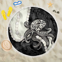 Black Polynesia Tribal Octopus Tattoo Beach Blanket Pikake Lei Polynesian Pattern LT14 One Size 150cm Black - Polynesian Pride