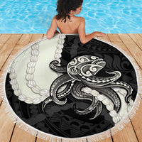 Black Polynesia Tribal Octopus Tattoo Beach Blanket Pikake Lei Polynesian Pattern LT14 - Polynesian Pride