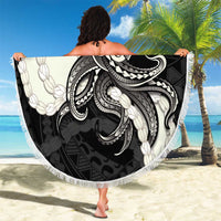 Black Polynesia Tribal Octopus Tattoo Beach Blanket Pikake Lei Polynesian Pattern LT14 - Polynesian Pride