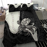 Black Polynesia Tribal Octopus Tattoo Bedding Set Pikake Lei Polynesian Pattern LT14 - Polynesian Pride