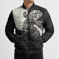 Black Polynesia Tribal Octopus Tattoo Bomber Puffer Jacket Pikake Lei Polynesian Pattern LT14 - Polynesian Pride