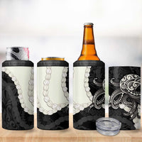 Black Polynesia Tribal Octopus Tattoo 4 in 1 Can Cooler Tumbler Pikake Lei Polynesian Pattern LT14 - Polynesian Pride