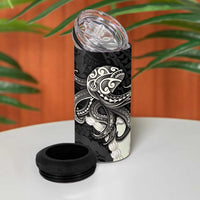 Black Polynesia Tribal Octopus Tattoo 4 in 1 Can Cooler Tumbler Pikake Lei Polynesian Pattern LT14 - Polynesian Pride