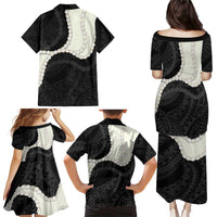 Black Polynesia Tribal Octopus Tattoo Family Matching Puletasi and Hawaiian Shirt Pikake Lei Polynesian Pattern LT14 - Polynesian Pride