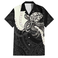 Black Polynesia Tribal Octopus Tattoo Family Matching Puletasi and Hawaiian Shirt Pikake Lei Polynesian Pattern LT14 Dad's Shirt - Short Sleeve Black - Polynesian Pride