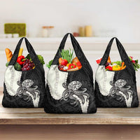 Black Polynesia Tribal Octopus Tattoo Grocery Bag Pikake Lei Polynesian Pattern LT14 3-pack One Size Black - Polynesian Pride