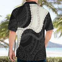 Black Polynesia Tribal Octopus Tattoo Hawaiian Shirt Pikake Lei Polynesian Pattern