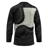 Black Polynesia Tribal Octopus Tattoo Hockey Jersey Pikake Lei Polynesian Pattern LT14 - Polynesian Pride