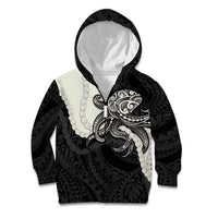 Black Polynesia Tribal Octopus Tattoo Kid Hoodie Pikake Lei Polynesian Pattern LT14 Zip Hoodie Black - Polynesian Pride