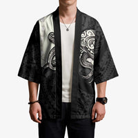 Black Polynesia Tribal Octopus Tattoo Kimono Pikake Lei Polynesian Pattern