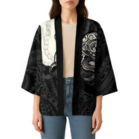 Black Polynesia Tribal Octopus Tattoo Kimono Pikake Lei Polynesian Pattern