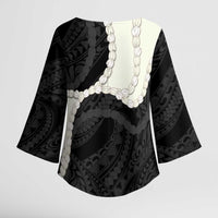 Black Polynesia Tribal Octopus Tattoo Kimono Sleeve Blouse Pikake Lei Polynesian Pattern LT14 - Polynesian Pride