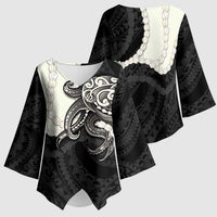 Black Polynesia Tribal Octopus Tattoo Kimono Sleeve Blouse Pikake Lei Polynesian Pattern LT14 - Polynesian Pride