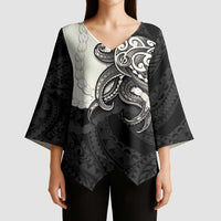 Black Polynesia Tribal Octopus Tattoo Kimono Sleeve Blouse Pikake Lei Polynesian Pattern LT14 - Polynesian Pride