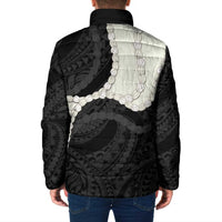 Black Polynesia Tribal Octopus Tattoo Padded Jacket Pikake Lei Polynesian Pattern LT14 - Polynesian Pride