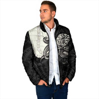 Black Polynesia Tribal Octopus Tattoo Padded Jacket Pikake Lei Polynesian Pattern LT14 - Polynesian Pride