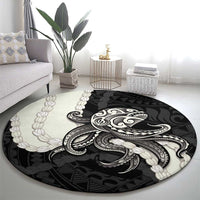 Black Polynesia Tribal Octopus Tattoo Round Carpet Pikake Lei Polynesian Pattern LT14 - Polynesian Pride