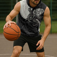 Black Polynesia Tribal Octopus Tattoo Sleeveless Hoodie Pikake Lei Polynesian Pattern LT14 - Polynesian Pride