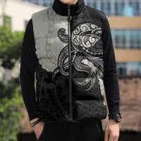 Black Polynesia Tribal Octopus Tattoo Sleeveless Puffer Jacket Pikake Lei Polynesian Pattern LT14 - Polynesian Pride