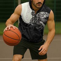Black Polynesia Tribal Octopus Tattoo Sleeveless Zip Hoodie Pikake Lei Polynesian Pattern LT14 - Polynesian Pride