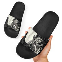 Black Polynesia Tribal Octopus Tattoo Slide Sandals Pikake Lei Polynesian Pattern LT14 - Polynesian Pride
