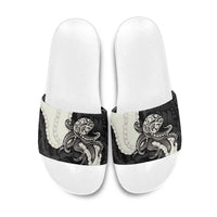 Black Polynesia Tribal Octopus Tattoo Slide Sandals Pikake Lei Polynesian Pattern LT14 Black - Polynesian Pride