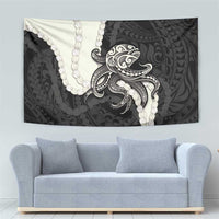 Black Polynesia Tribal Octopus Tattoo Tapestry Pikake Lei Polynesian Pattern LT14 - Polynesian Pride