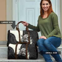 Black Polynesia Tribal Octopus Tattoo Travel Bag Pikake Lei Polynesian Pattern