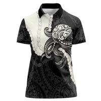Black Polynesia Tribal Octopus Tattoo Women Polo Shirt Pikake Lei Polynesian Pattern LT14 Female Black - Polynesian Pride