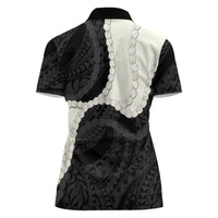 Black Polynesia Tribal Octopus Tattoo Women Polo Shirt Pikake Lei Polynesian Pattern LT14 - Polynesian Pride