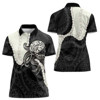 Black Polynesia Tribal Octopus Tattoo Women Polo Shirt Pikake Lei Polynesian Pattern LT14 - Polynesian Pride