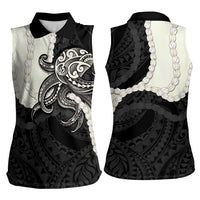 Black Polynesia Tribal Octopus Tattoo Women Sleeveless Polo Shirt Pikake Lei Polynesian Pattern LT14 - Polynesian Pride