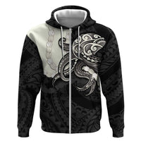 Black Polynesia Tribal Octopus Tattoo Zip Hoodie Pikake Lei Polynesian Pattern LT14 Zip Hoodie Black - Polynesian Pride