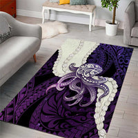 Purple Galaxy Polynesia Tribal Octopus Tattoo Area Rug Pikake Lei Polynesian Pattern