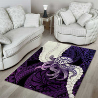 Purple Galaxy Polynesia Tribal Octopus Tattoo Area Rug Pikake Lei Polynesian Pattern