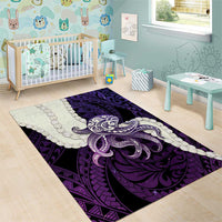 Purple Galaxy Polynesia Tribal Octopus Tattoo Area Rug Pikake Lei Polynesian Pattern