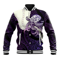 Purple Galaxy Polynesia Tribal Octopus Tattoo Baseball Jacket Pikake Lei Polynesian Pattern LT14 Unisex Purple - Polynesian Pride