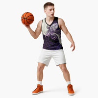 Purple Galaxy Polynesia Tribal Octopus Tattoo Basketball Jersey Pikake Lei Polynesian Pattern LT14 - Polynesian Pride