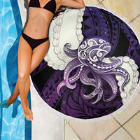 Purple Galaxy Polynesia Tribal Octopus Tattoo Beach Blanket Pikake Lei Polynesian Pattern LT14 - Polynesian Pride