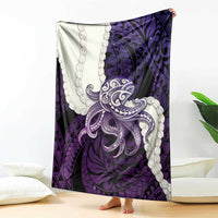Purple Galaxy Polynesia Tribal Octopus Tattoo Blanket Pikake Lei Polynesian Pattern LT14 - Polynesian Pride