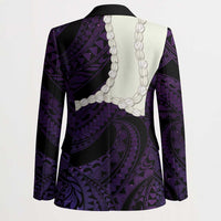 Purple Galaxy Polynesia Tribal Octopus Tattoo Blazer Pikake Lei Polynesian Pattern LT14 - Polynesian Pride