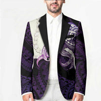 Purple Galaxy Polynesia Tribal Octopus Tattoo Blazer Pikake Lei Polynesian Pattern LT14 - Polynesian Pride