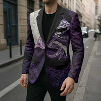 Purple Galaxy Polynesia Tribal Octopus Tattoo Blazer Pikake Lei Polynesian Pattern LT14 - Polynesian Pride