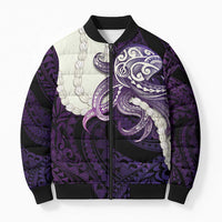 Purple Galaxy Polynesia Tribal Octopus Tattoo Bomber Puffer Jacket Pikake Lei Polynesian Pattern LT14 Unisex Purple - Polynesian Pride